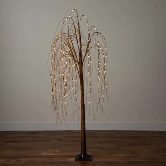 6ft. Pre-Lit Willow Artificial Christmas Tree, Warm White LED Lights {3}