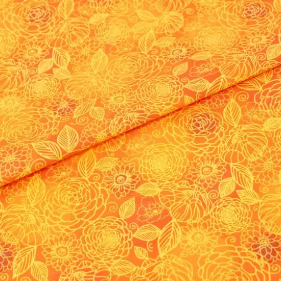 SINGER Tonal Floral Orange Cotton Fabric {3}