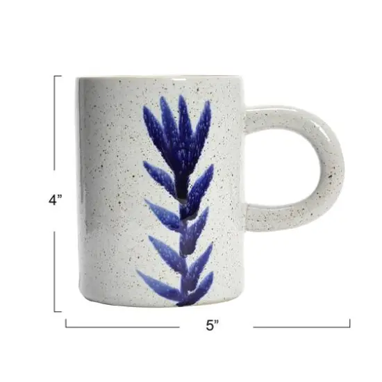 Hello Honey&reg; 12oz. Antique Blue and White Reactive Glaze Mug Set with Flower Design {6}