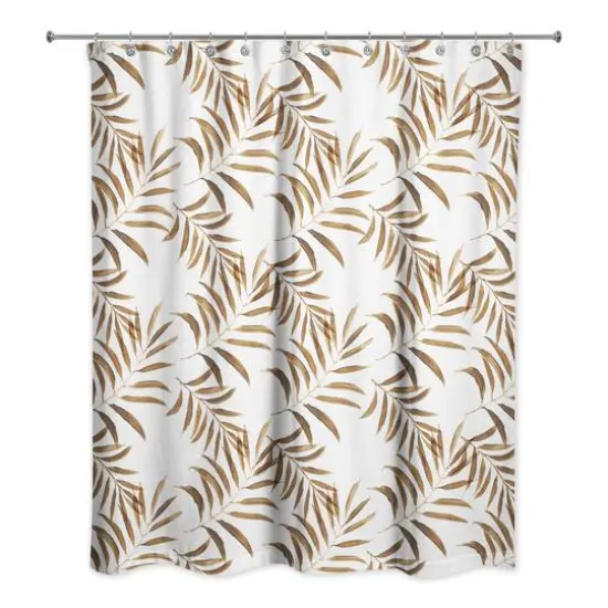 Palm Print Shower Curtain Brown and White {1}
