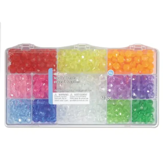 Multicolor Faceted Plastic Beads by Creatology&trade;, 9mm x 9.5mm {5}