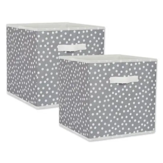 DII&reg; 13" Gray & White Dots Storage Cube, 2ct. {1}
