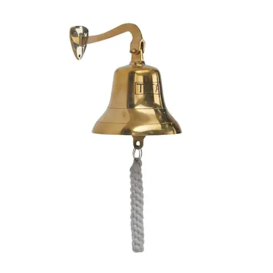 7.5" Gold Titanic Nautical Bell Wall Accent with Rope Pull {1}