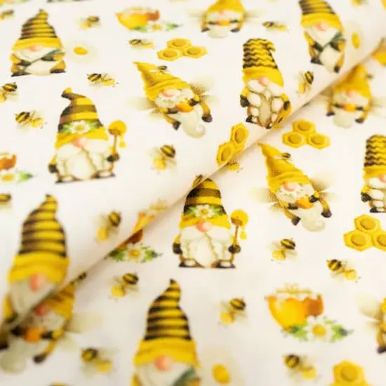 SINGER White Bee Gnomes Cotton Fabric {3}