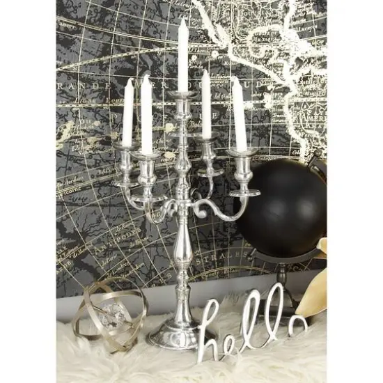 Silver Aluminum Traditional Candlestick Holders, 24" x 16" x 16" {8}