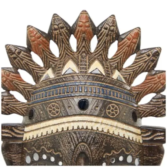 22" Brown Primitive African Mask Sculpture {4}