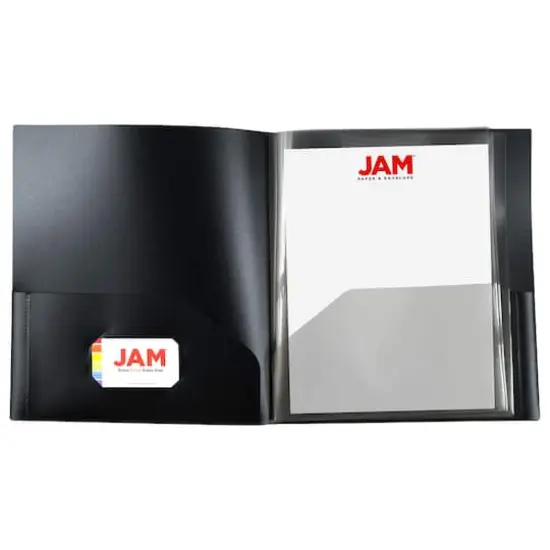 JAM Paper Black Heavy Duty Plastic 10-Pocket Folder, 3ct. {5}