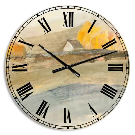 Designart 'Coming On Farmhouse Landscape Traditional Wall Clock {1}