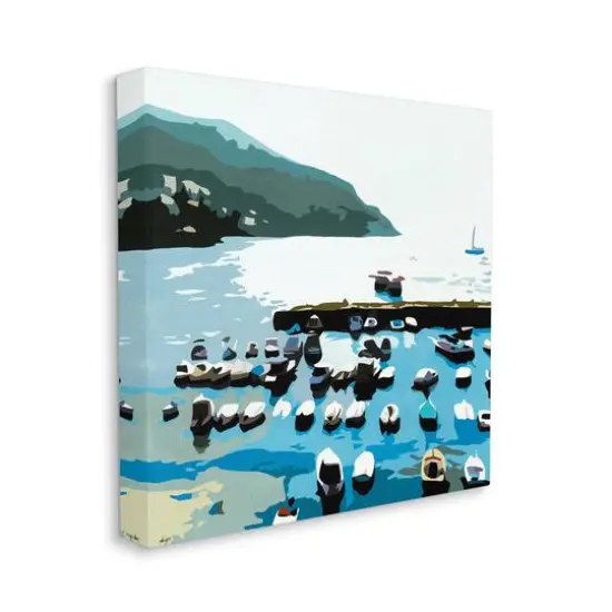 Stupell Industries Boating Docks at Lake Soft Edge Nautical Landscape Canvas Wall Art {1}