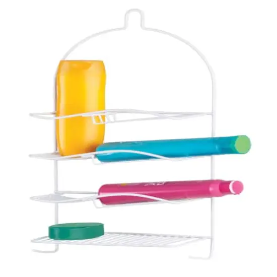 Bath Bliss White 4-Tier Rubber Shower Organizer Caddy {3}