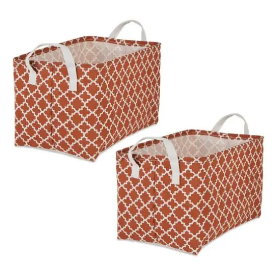DII&reg; Large Lattice PE-Coated Cotton Polyester Laundry Bin, 2ct. Cinnamon {1}