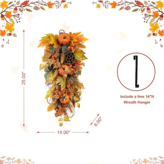 Glitzhome&reg; 25" Fall Pumpkin Leaf Swag {17}