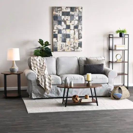 Household Essentials Jamestown 24" Round End Table Mid Century Walnut {5}