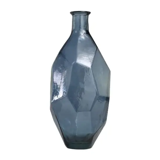 24" Blue Recycled Glass Tall Spanish Bottleneck Vase {3}