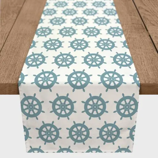 Captain's Wheel Indoor/Outdoor Table Runner Light Blue on White {4}