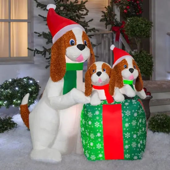 5.5ft. Airblown&reg; Inflatable Christmas Dog Family Scene {3}