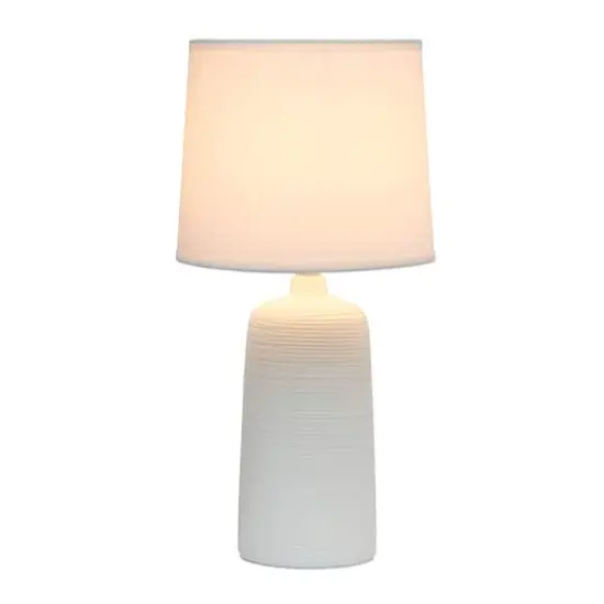 Simple Designs 16" Textured Linear Ceramic Table Lamp Off White {3}