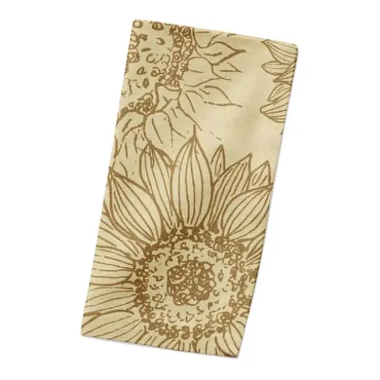 Large Sunflower Head Cotton Twill Napkin Gold/Yellow {3}
