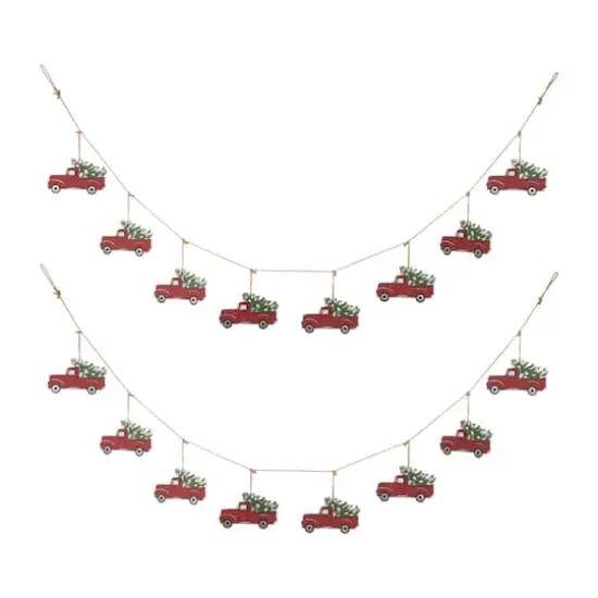 Glitzhome&reg; 6ft. Christmas Red Truck Garland, 2ct. {1}