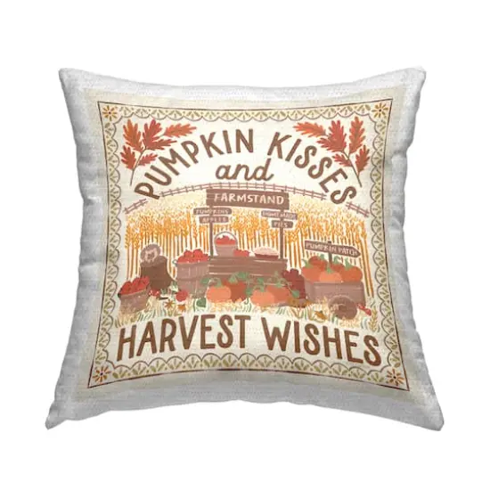 Stupell Industries Pumpkin Kisses Fall Scene Outdoor Printed Pillow {1}
