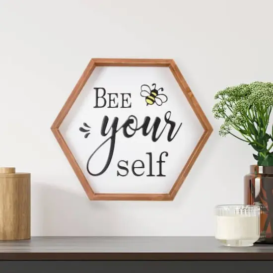 Wooden Framed Bee Yourself Metal Sign Spring Wall & Tabletop D&eacute;cor {3}