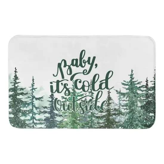 Winter Watercolor Pine Forest Bath Mat {1}