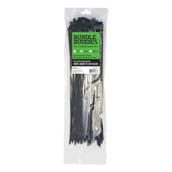 Bundle Buddies&trade; 14" Black Multi-Purpose Cable Ties, 100ct. {1}
