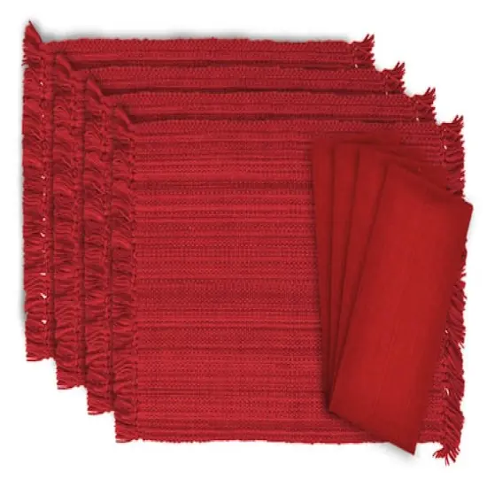 DII&reg; Variegated Red Fringe Placemat & Napkin Set, 8ct. {1}