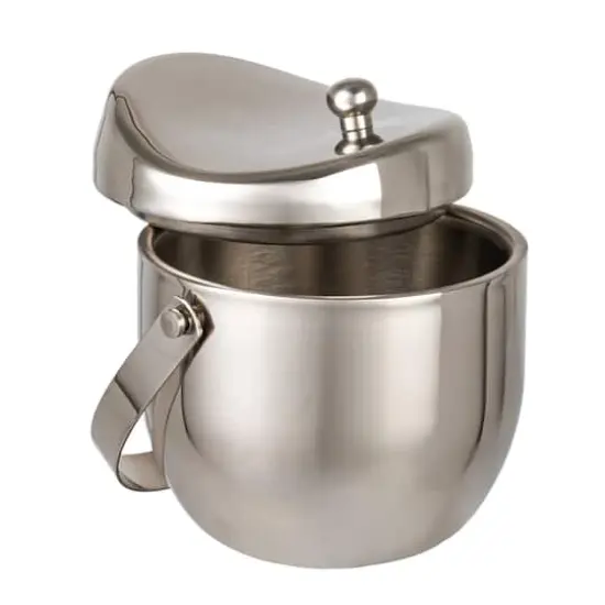 Hello Honey 1-Quart Stainless Steel Double-Wall Ice Bucket with Handle and Curved Lid, Brushed Nickel Finish {7}