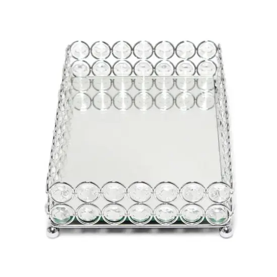 Elegant Designs&trade; 10.5" Chrome Decorative Mirrored Jewelry Vanity Tray {14}