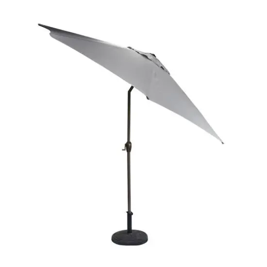 9ft. Outdoor Patio Market Umbrella with Hand Crank & Tilt Gray/Brown {3}