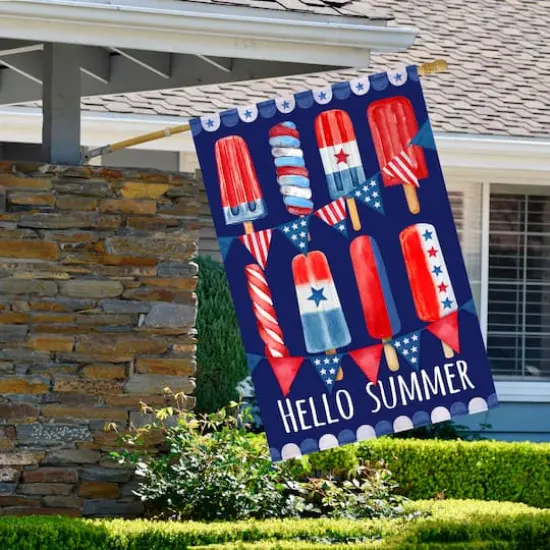 Hello Summer Patriotic Americana Popsicle Garden Flag, 28" x 40" {3}