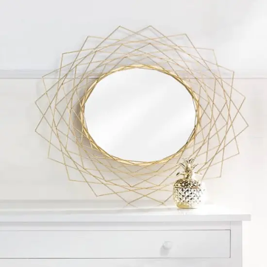Golden Geometric Wall Mirror {3}