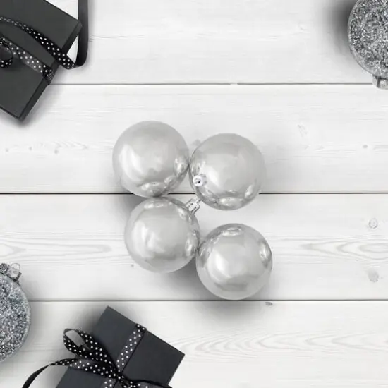 60ct Shiny Silver Splendor Shatterproof Ball Ornaments {4}