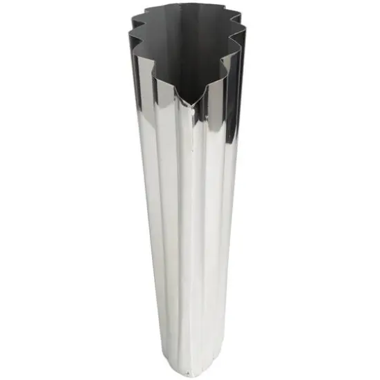 15" Silver Stainless Steel Vase with Zig Zag Edging {3}