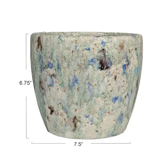 Hello Honey&reg; 7.5" Blue Crackle Glaze Terra Cotta Planter {6}