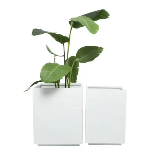 White Modern Planter, Set of 2" 17", 14" {5}