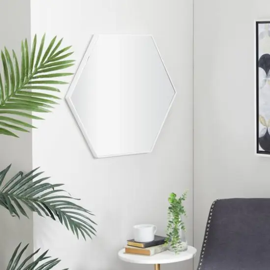 White Contemporary Wall Mirror, 24" x 2" x 21" {7}