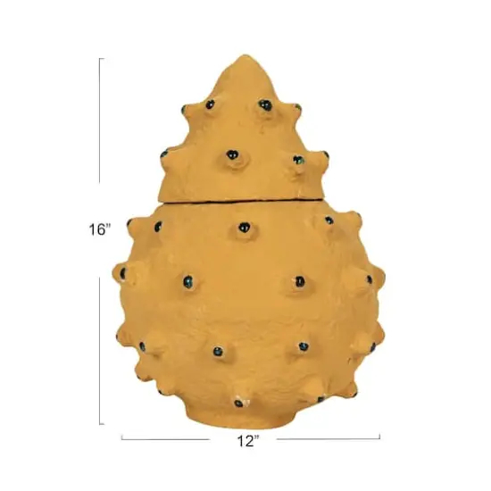 Hello Honey&reg; Decorative Paper M&acirc;ch&eacute; Canister with Glass Marble Accent Yellow {4}