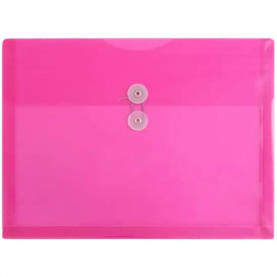 JAM Paper Letter Booklet Plastic Envelopes with Button & String Tie Closure, 12ct. Fuchsia {1}