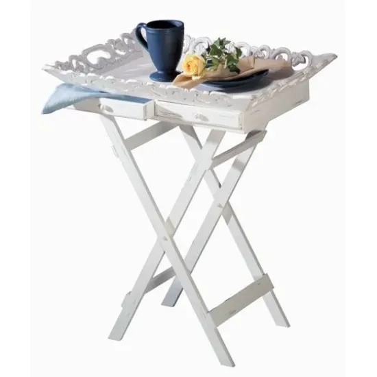 27" White Elegant Tray Stand {3}