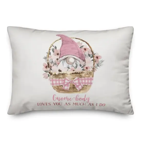 Gnome Valentine Basket Throw Pillow {3}