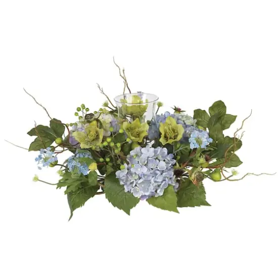 9" Blue Hydrangea Candelabrum Centerpiece {1}