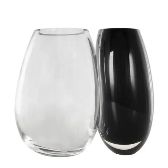 Black & Clear Abstract 2 Opening Recycled Glass Vase  {9}