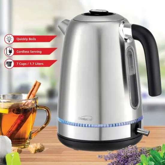 Brentwood 1.7L 1,500 Watt Cordless Electric Stainless Steel Kettle {7}