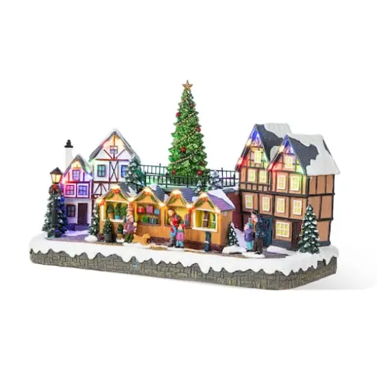Glitzhome&reg; 15.25" Christmas Oversized Resin Lighted Table Village Decor {1}