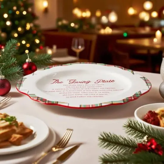 14.25" Green & Red Plaid Ceramic Giving Plate by Ashland&reg; {4}