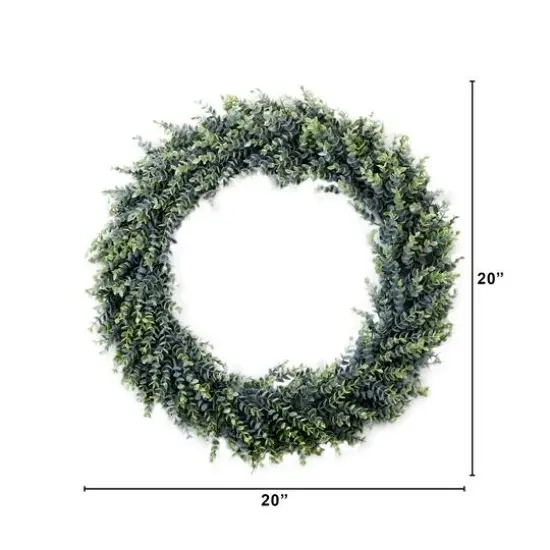 20" Artificial Eucalyptus Boxwood Wreath {3}
