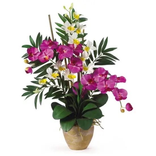 29" Double Phalaenopsis & Dendrobium Silk Orchid Arrangement Orchid/Purple {1}