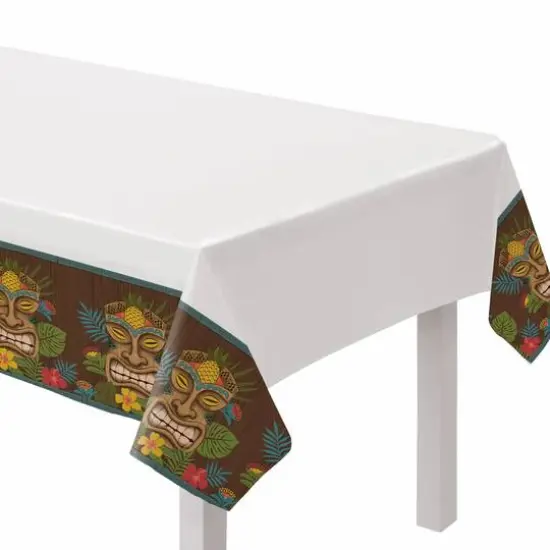 84'' x 54'' Vintage Tiki Plastic Table Cover {3}